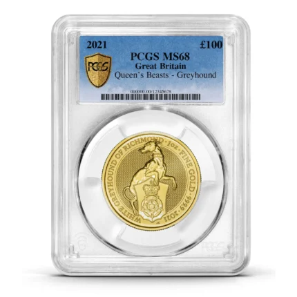 PCGS Certified 2021 Queen’s Beast Greyhound 1oz Gold Coin